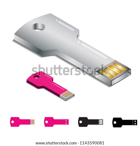 Glassy Metallic Key shaped USB Drive Pen Drive 