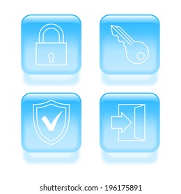 Glassy security icons. Vector illustration