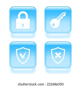 Glassy security icons. Vector illustration