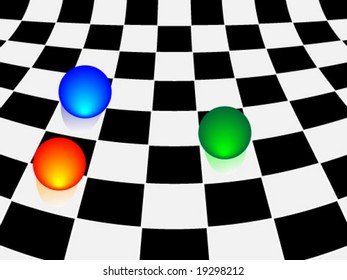 glassy spheres on the chess table