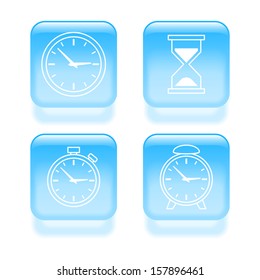 Glassy time icons. Vector illustration.