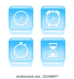 Glassy time icons. Vector illustration