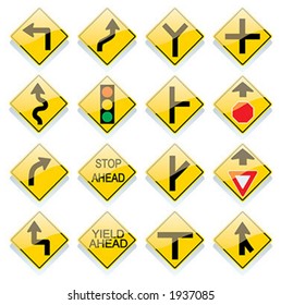 Glassy US road sign icons - vector