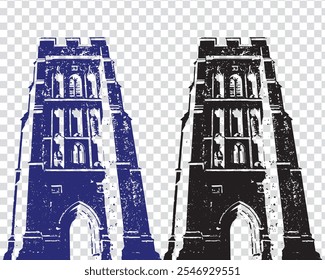 Glastonbury silhouette on transparent background