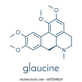 Glaucine alkaloid molecule. Found in yellow hornpoppy (Glaucium flavum) and a number of other plants. Skeletal formula.