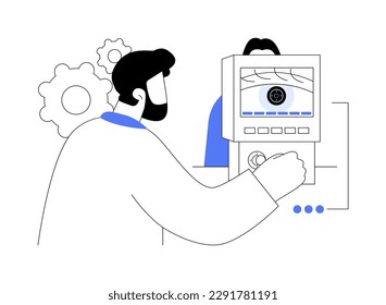 Glaucoma abstract concept vector illustration. Patient with glaucoma takes eye exam, common eye procedures, ophthalmologist visit, optic nerve damage, corneal disorder abstract metaphor.