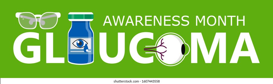 Glaucoma Awareness Month is celebrated in USA in January. Lenticular opacity diagnosis. Ophthalmologist eyesight check up banner. Healthcare vector illustration.