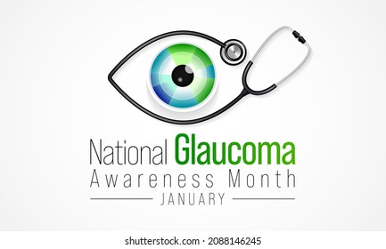 Glaucoma awareness month is observed every year in January, is a group of eye conditions that damage the optic nerve, the health of which is vital for good vision. Vector illustration