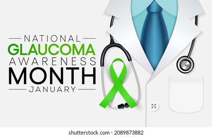 Glaucoma awareness month is observed every year in January, is a group of eye conditions that damage the optic nerve, the health of which is vital for good vision. Vector illustration