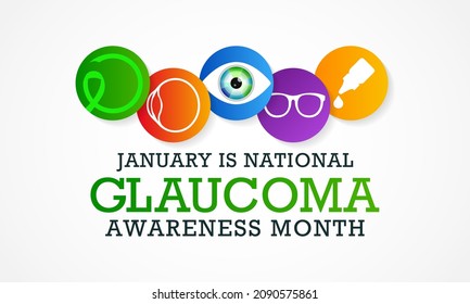 Glaucoma awareness month is observed every year in January, is a group of eye conditions that damage the optic nerve, the health of which is vital for good vision. Vector illustration