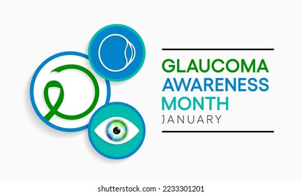 Glaucoma awareness month is observed every year in January, is a group of eye conditions that damage the optic nerve, the health of which is vital for good vision. Vector illustration