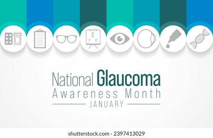 Glaucoma awareness month is observed every year in January, is a group of eye conditions that damage the optic nerve, the health of which is vital for good vision. Vector illustration