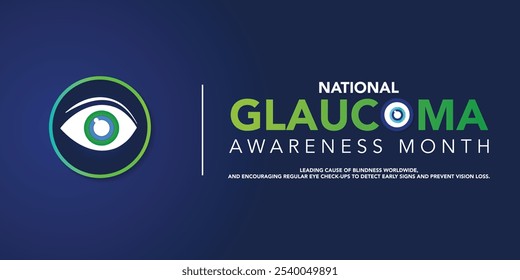El mes de conciencia del glaucoma se observa cada año en enero, es un grupo de afecciones oculares que dañan el nervio óptico, cuya salud es vital para una buena visión. Ilustración vectorial