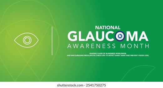 El mes de conciencia del glaucoma se observa cada año en enero, es un grupo de afecciones oculares que dañan el nervio óptico, cuya salud es vital para una buena visión. Ilustración vectorial