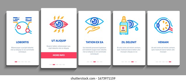 Vector de pantalla de la aplicación móvil de la oftalmología del glaucoma en el submarino. Síntomas De La Enfermedad De Glaucoma Y Tratamiento Ojos Caídos Y Equipo Médico Ilustraciones De Color