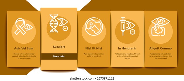 Glaucoma Ophthalmology Onboarding Mobile App Page Screen Vector. Glaucoma Disease Symptoms And Treatment Eye Drop And Medical Equipment Color Contour Illustrations