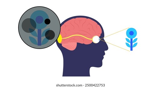 Glaucoma poster. Increased intraocular pressure, damaged optic nerve, vision loss. Blurry vision, deterioration of eyesight, halos around lights or blindness. Human eye disease vector illustration.