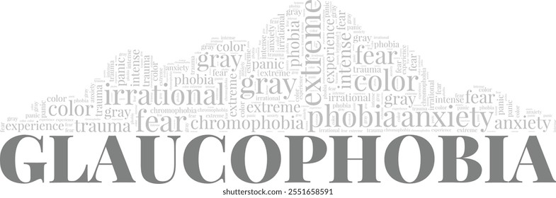 Glaucophobia: Fear of the Color Gray word cloud conceptual design isolated on white background.