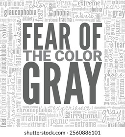 Glaucophobia: Fear of the Color Gray word cloud conceptual design isolated on white background.