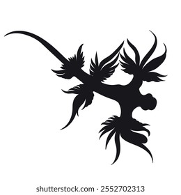 Glaucus Atlanticus Silhouette vector illustration, Isolated on White Background. Rare Animals.