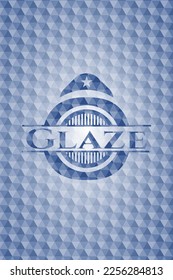 Glaze blue emblem with geometric pattern background. Vector Illustration. Detailed. 