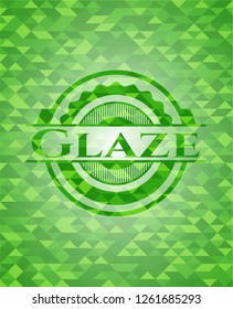 Glaze green emblem with mosaic background