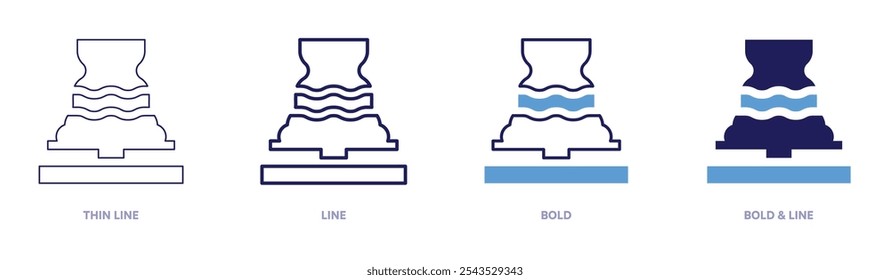 Glaze mixing icon in 4 different styles. Thin Line, Line, Bold, and Bold Line. Duotone style. Editable stroke.