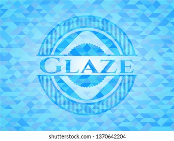 Glaze sky blue emblem with triangle mosaic background