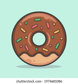 Glazed chocolate donut doughnut vector icon. Fast food dessert cartoon illustration.