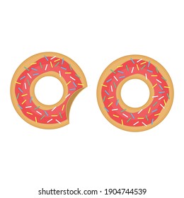 Glasierte, farbige Donuts mit Zuckervereisung. Bäckereien, Kuchen, Essen. Vektorgrafik EPS10.