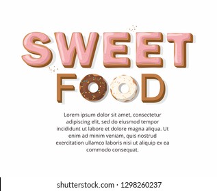 Glazed cookie Font Concept . Delicious Letters isolated on white background. Vector Illustration