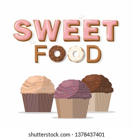 Glazed cookie Font Concept . Delicious Letters isolated on white background. Vector Illustration