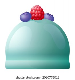 Glazed Cupcake with Fresh Berries. Icing Cake