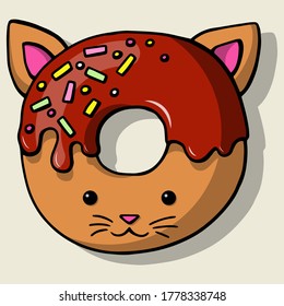 Glazed cute doughnut animal. Isolated donuts with glaze and bite, eaten chocolate icing fritters or caramel circle doughnuts