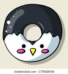 Glazed cute doughnut animal. Isolated donuts with glaze and bite, eaten chocolate icing fritters or caramel circle doughnuts