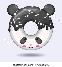 Glazed cute doughnut animal. Isolated donuts with glaze and bite, eaten chocolate icing fritters or caramel circle doughnuts