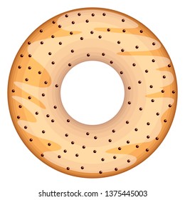 Glazed donut with chocolate chips. Vector illustration design