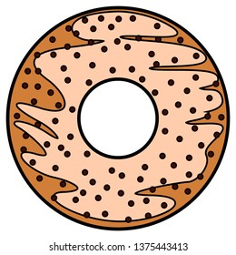 Glazed donut with chocolate icon. Vector illustration design