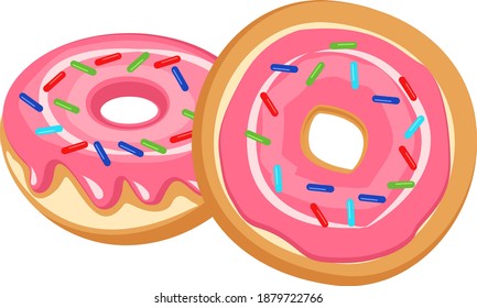 Glazed donut ,illustration, vector on white background.