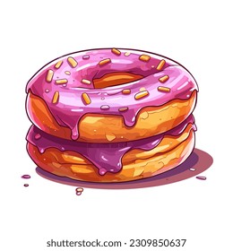 Glasierter Donut mit Springklen einzeln auf der weißen Vektorgrafik. Farbiger Doughnut