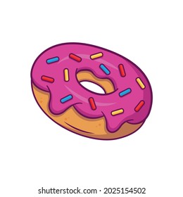 Glazed donut. Vector illustration in flat cartoon style.