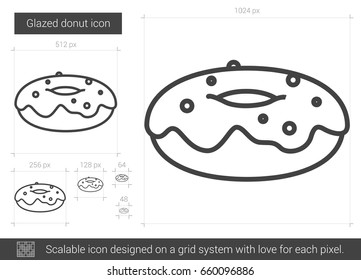 Glazed donut vector line icon isolated on white background. Glazed donut line icon for infographic, website or app. Scalable icon designed on a grid system.