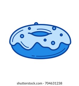 Glazed donut vector line icon isolated on white background. Glazed donut line icon for infographic, website or app. Blue icon designed on a grid system.