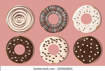 glazed donuts on pink background (more donuts in selection)