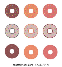 Glazed donuts with sprinkles isolated on white background.