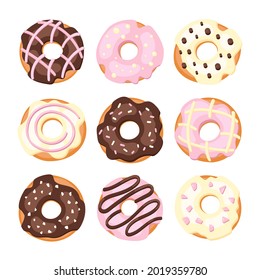 Glazed donuts. Vector illustration isolated on a white background.