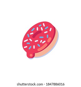 Glazed doughnut flat icon, vector sign, donut colorful pictogram isolated on white. Symbol, logo illustration. Flat style design
