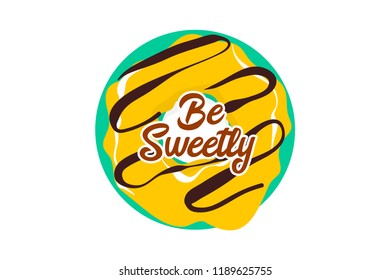 Glazed doughnut pattern. Colored chocolate vanilla donut. Food bakery sweet dessert pop art style. Vector colored illustration.