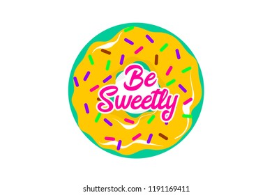 Glazed doughnut pattern. Colored chocolate vanilla donut. Food bakery sweet dessert pop art style. Vector colored illustration.