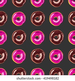 Glazed doughnut seamless colorful pattern